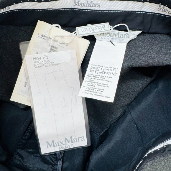 NEW Max Mara Pegno slim fit cropped ankle trouser charcoal grey gray NWT size 8 - Picture 6 of 6